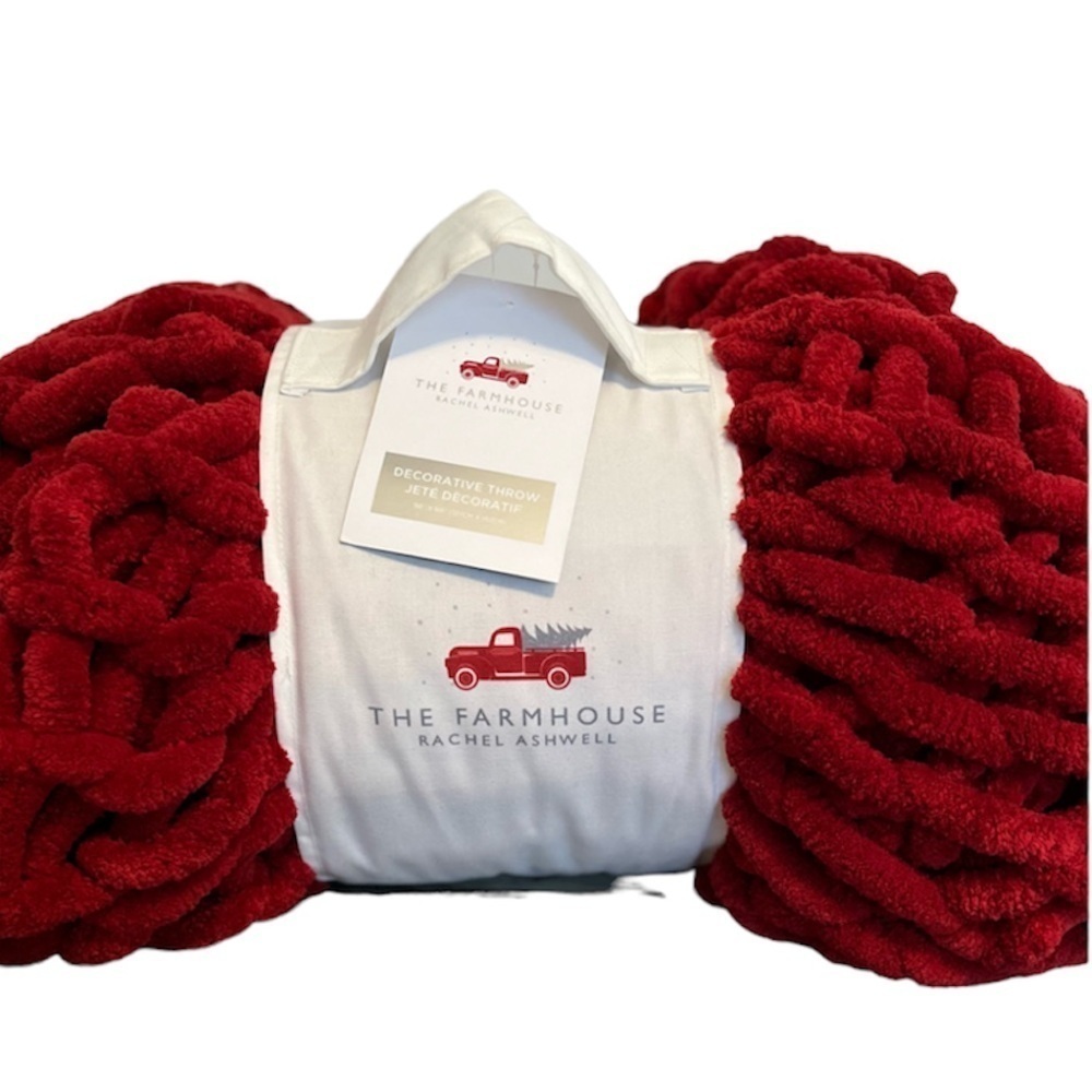 Rachel Ashwell 50” x 60” Decorative Throw Blanket OEKO-TEX Red The Farmhouse